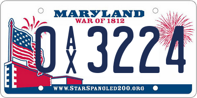 MD license plate 0AX3224
