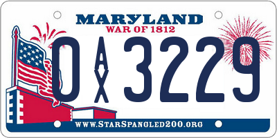 MD license plate 0AX3229