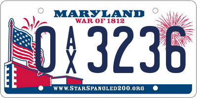 MD license plate 0AX3236