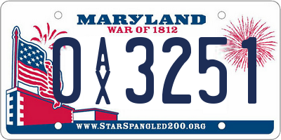MD license plate 0AX3251