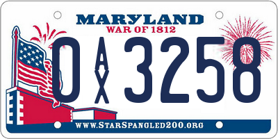 MD license plate 0AX3258