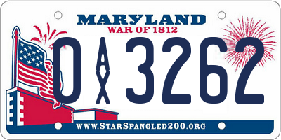 MD license plate 0AX3262