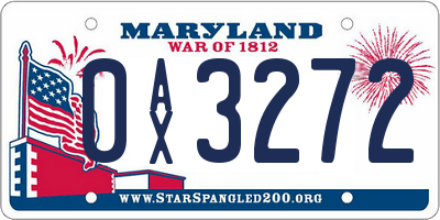 MD license plate 0AX3272