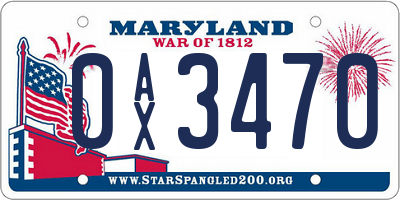 MD license plate 0AX3470