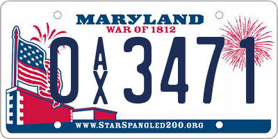 MD license plate 0AX3471