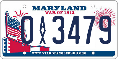 MD license plate 0AX3479
