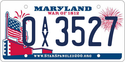 MD license plate 0AX3527