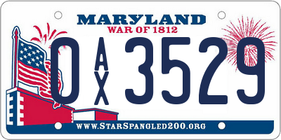 MD license plate 0AX3529