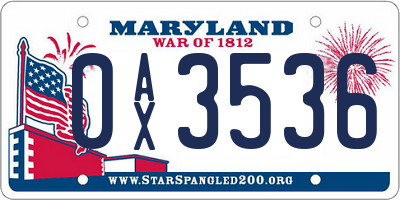 MD license plate 0AX3536