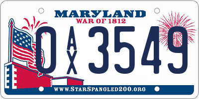 MD license plate 0AX3549