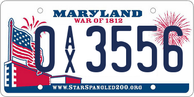 MD license plate 0AX3556