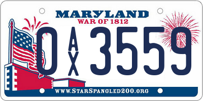 MD license plate 0AX3559