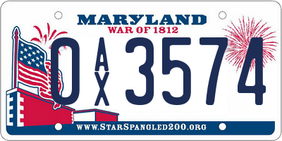 MD license plate 0AX3574