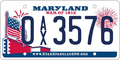 MD license plate 0AX3576