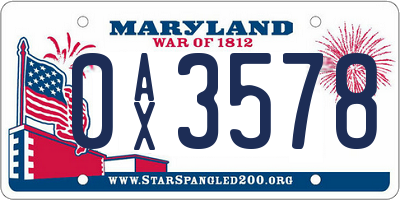 MD license plate 0AX3578