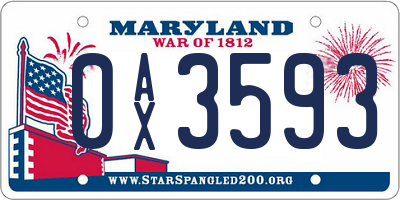 MD license plate 0AX3593
