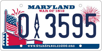 MD license plate 0AX3595