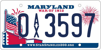 MD license plate 0AX3597