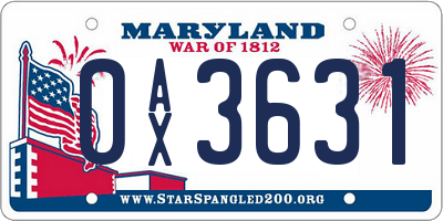 MD license plate 0AX3631