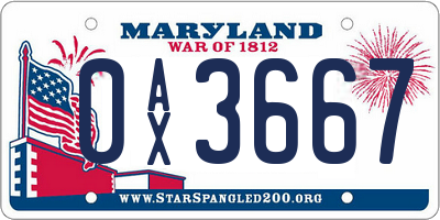 MD license plate 0AX3667