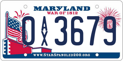 MD license plate 0AX3679