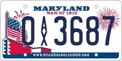 MD license plate 0AX3687