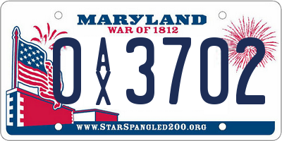 MD license plate 0AX3702
