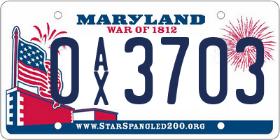 MD license plate 0AX3703