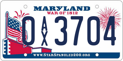 MD license plate 0AX3704