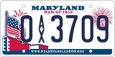 MD license plate 0AX3709
