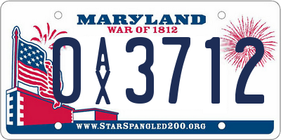 MD license plate 0AX3712