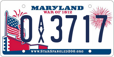 MD license plate 0AX3717