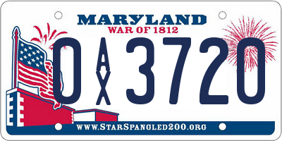 MD license plate 0AX3720