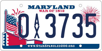 MD license plate 0AX3735