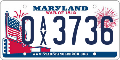 MD license plate 0AX3736