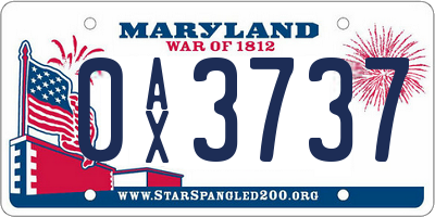MD license plate 0AX3737