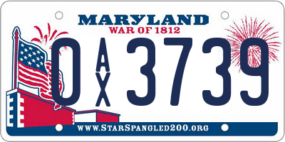 MD license plate 0AX3739