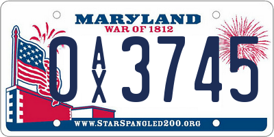 MD license plate 0AX3745