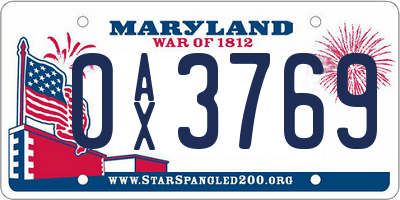 MD license plate 0AX3769