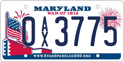 MD license plate 0AX3775