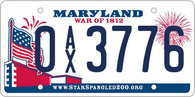 MD license plate 0AX3776