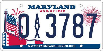 MD license plate 0AX3787