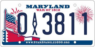 MD license plate 0AX3811