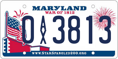MD license plate 0AX3813