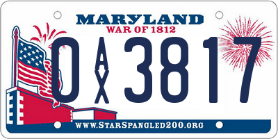 MD license plate 0AX3817