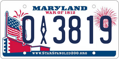 MD license plate 0AX3819