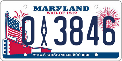 MD license plate 0AX3846