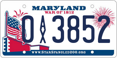 MD license plate 0AX3852