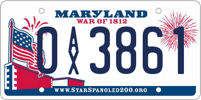 MD license plate 0AX3861