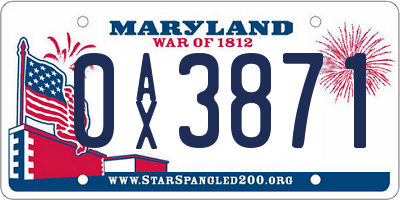 MD license plate 0AX3871